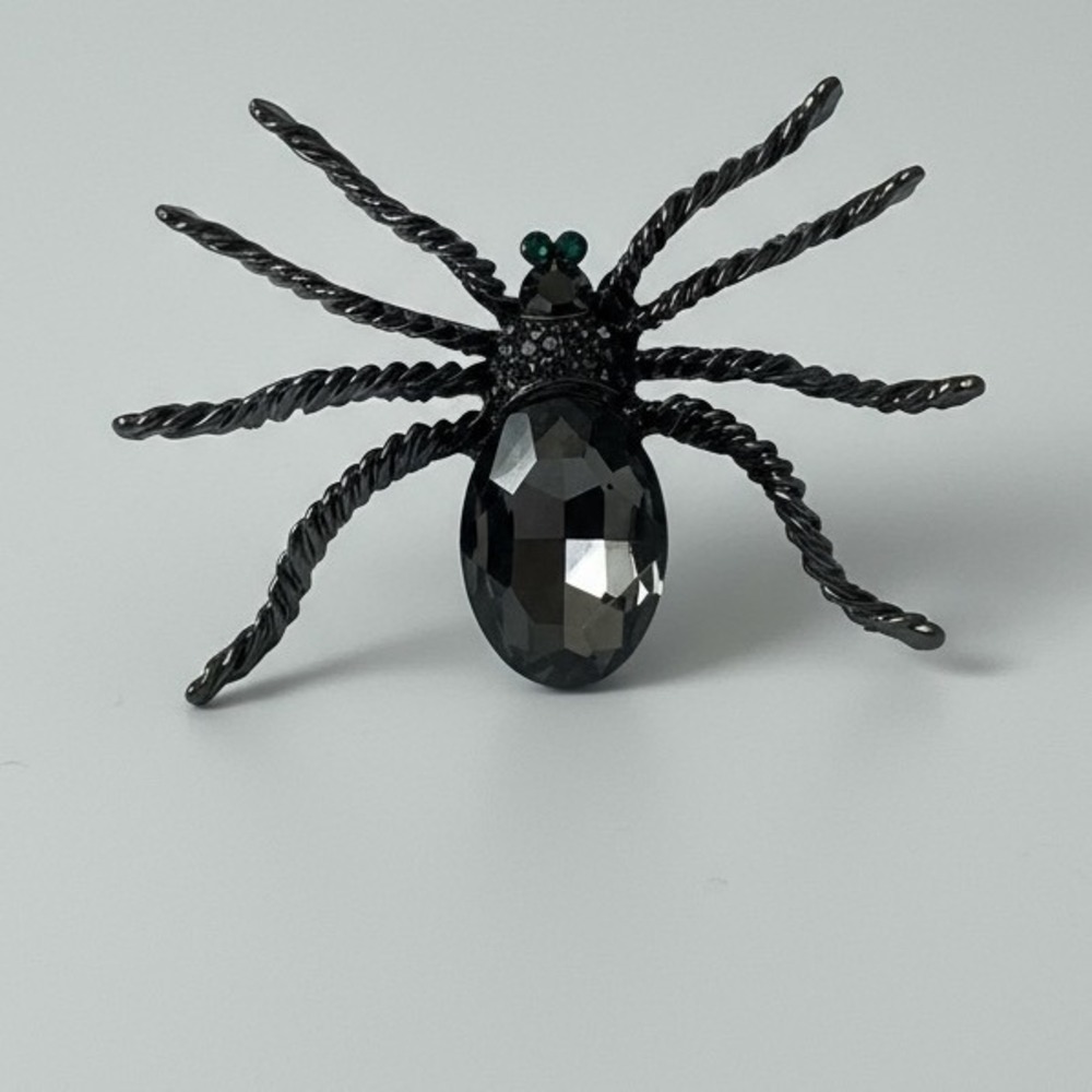 Black Spider Brooch Pin Crystal‎